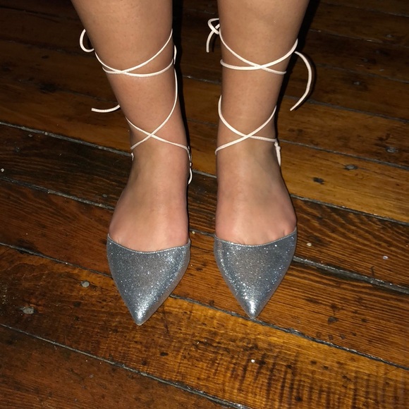 J. Crew Shoes - J Crew silver sparkly pointy flats